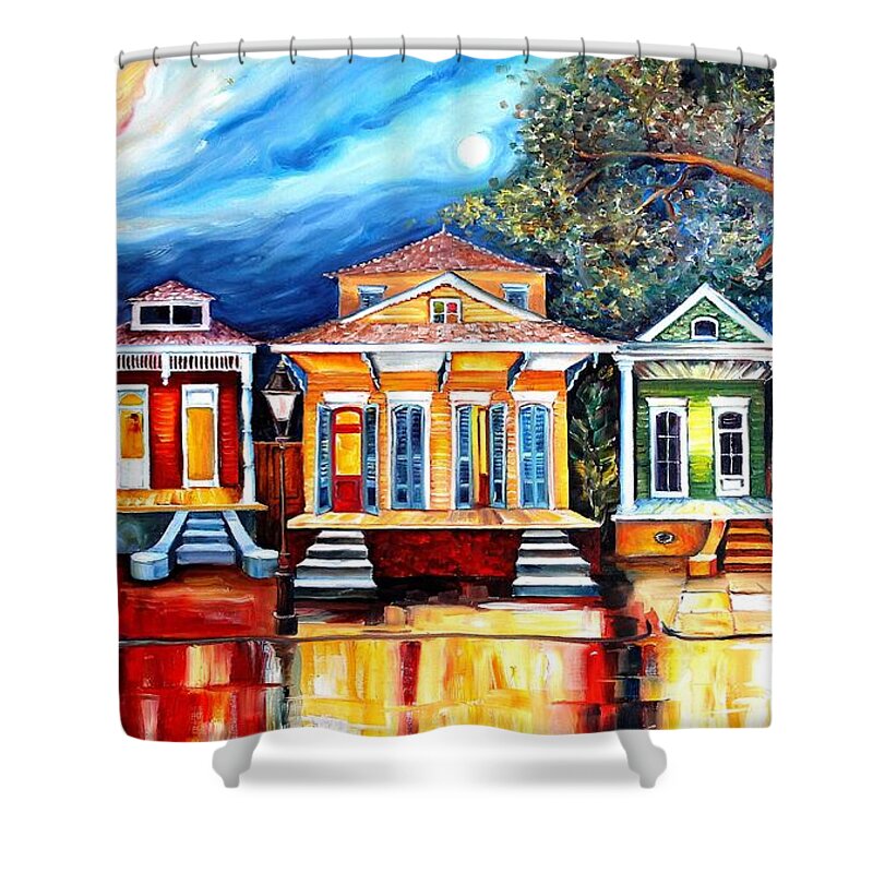 New Orleans Shower Curtain featuring the painting Big Easy Shotguns by Diane Millsap