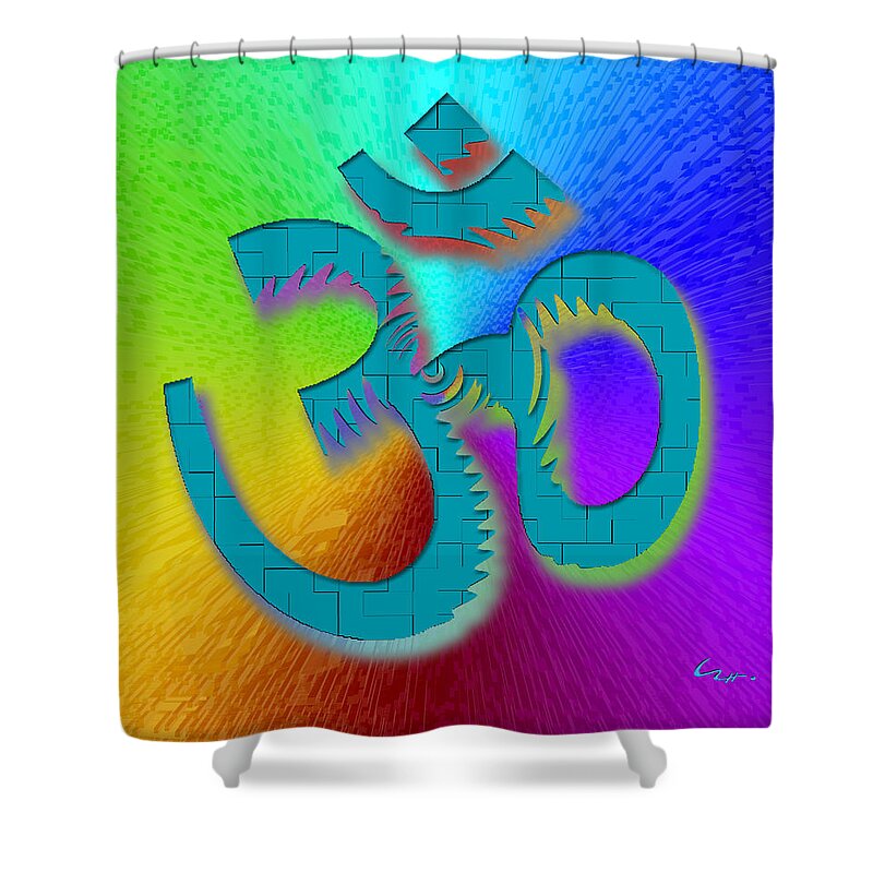 Big Ohm Shower Curtain featuring the mixed media Big Ohm by Carl Hunter
