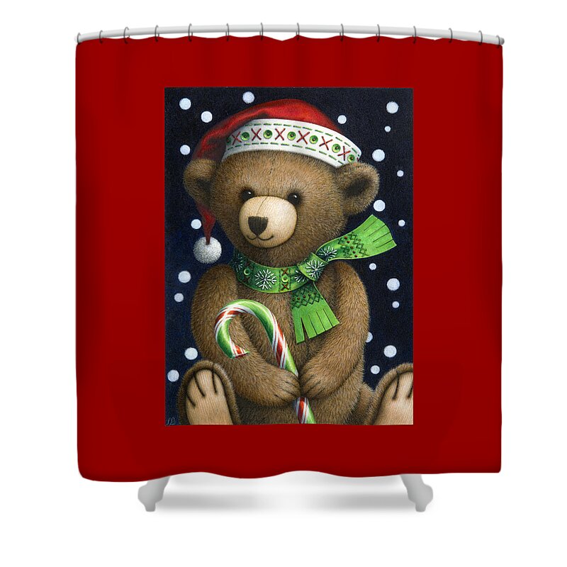 Christmas Shower Curtain featuring the painting Big Teddy by Lynn Bywaters