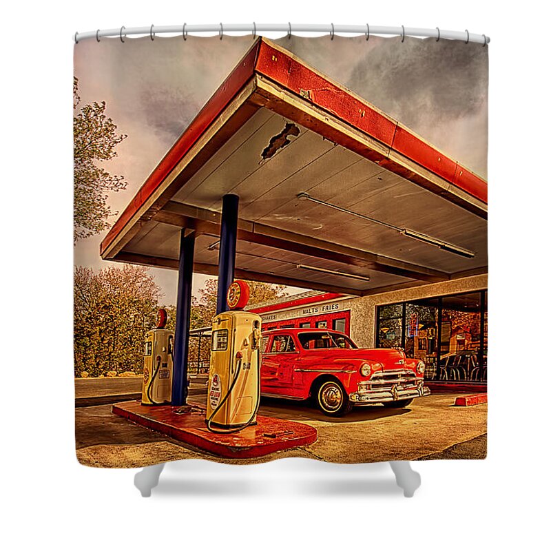 Bing's Burger Station Shower Curtain featuring the photograph Bings Burger Station in Historic Old Town Cottonwood Arizona by Priscilla Burgers