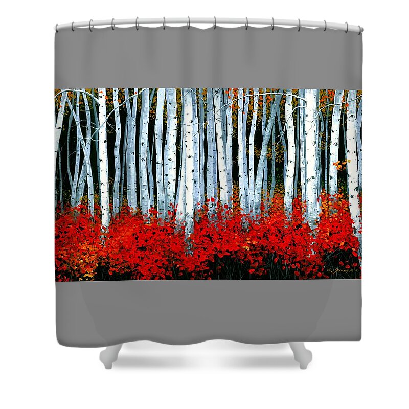 Birch Shower Curtain featuring the painting Birch 24 x 48 by Michael Swanson