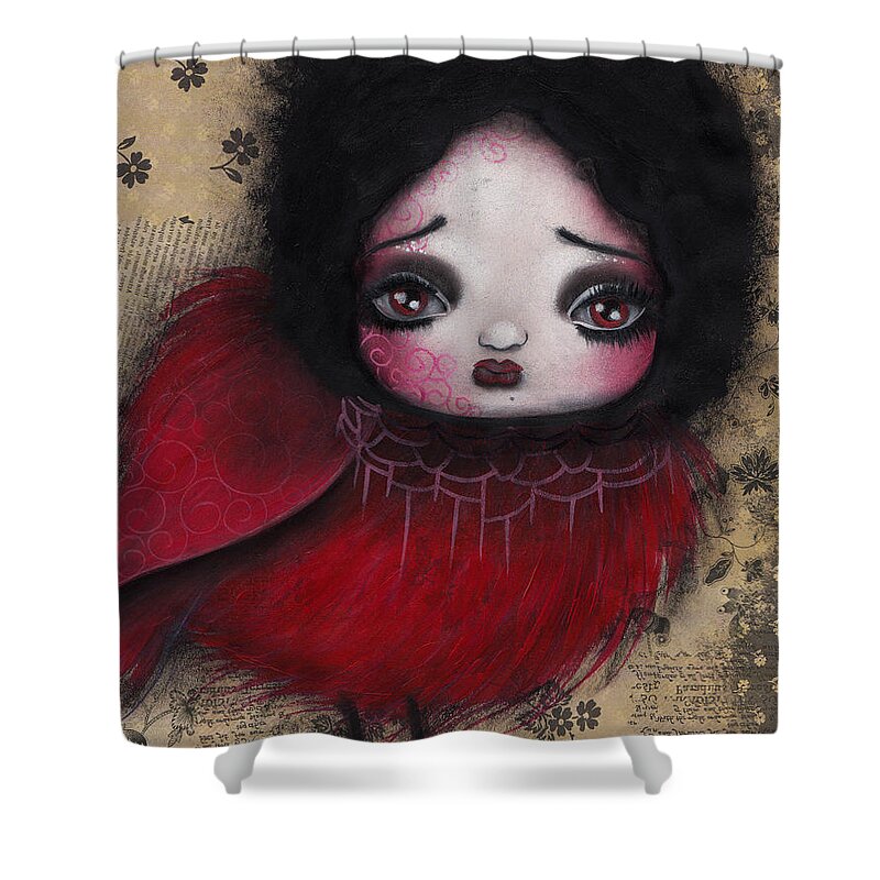 Oil Painting On Paper Shower Curtain featuring the painting Bird Girl #1 by Abril Andrade