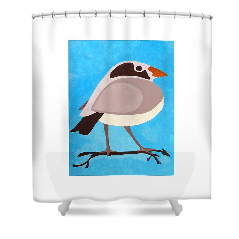 Bird On Branch Shower Curtain featuring the painting Bird On Branch by Will Borden