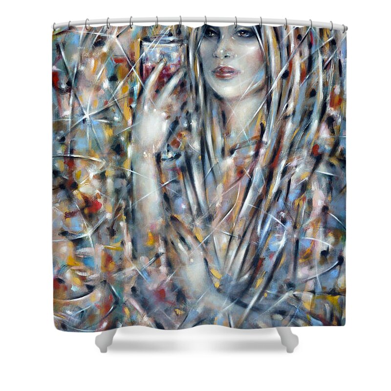 Woman Shower Curtain featuring the painting Bitter Sweet 270610 #2 by Selena Boron