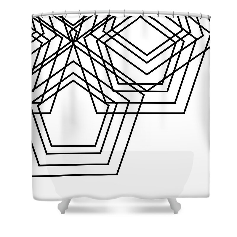 Black Shower Curtain featuring the digital art Black And White Geo by South Social Studio