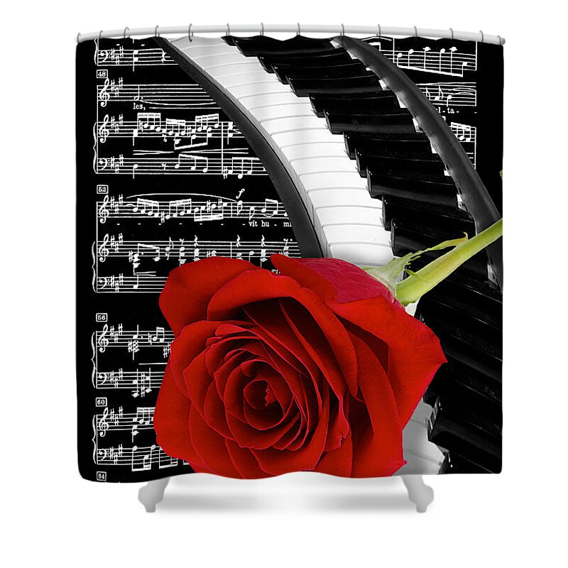 Music Shower Curtain featuring the photograph Black And White Music Collage by Phyllis Denton
