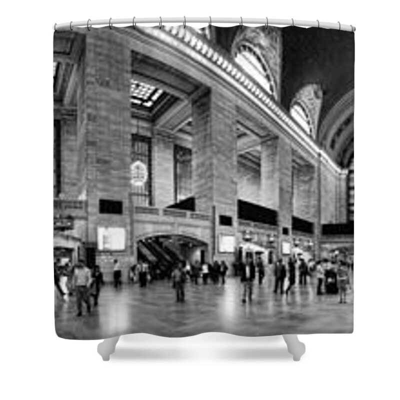 Panoramic Shower Curtain featuring the photograph Black and White Pano of Grand Central Station - NYC by David Smith