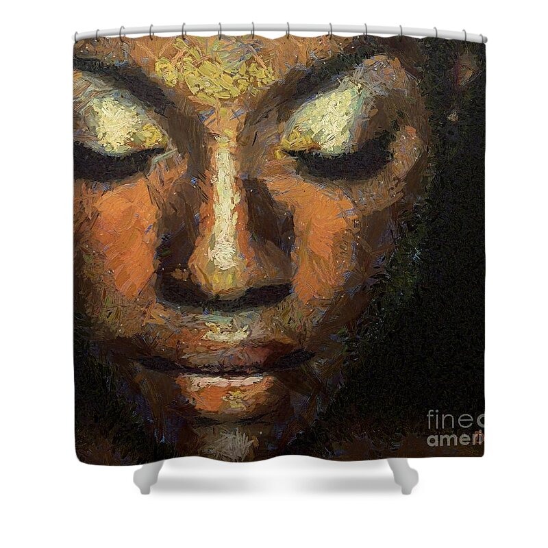 Portraits Shower Curtain featuring the painting Black beauty by Dragica Micki Fortuna