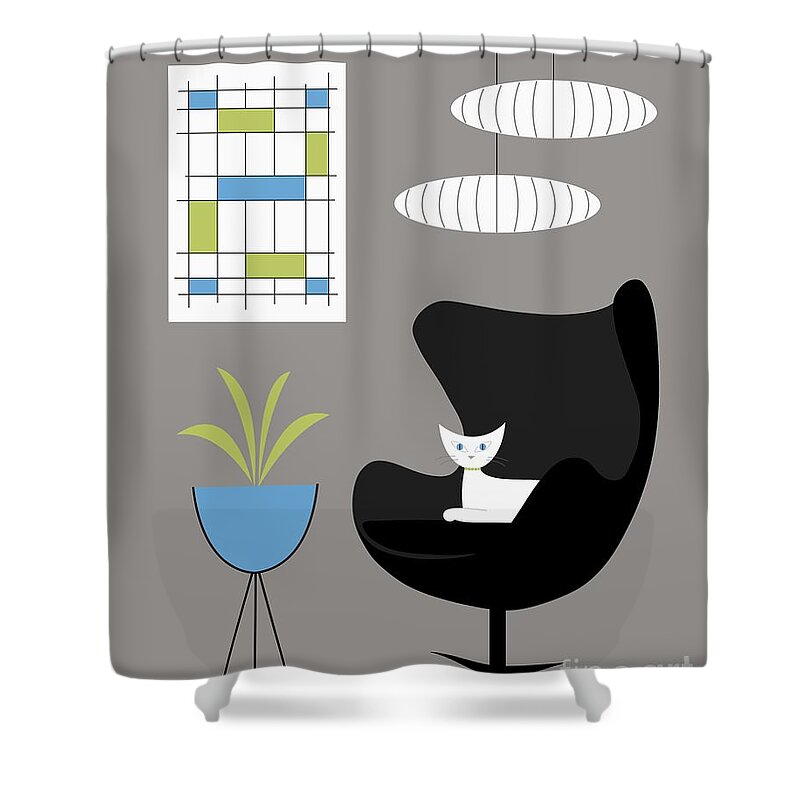 Egg Chair Shower Curtain featuring the digital art Black Egg Chair by Donna Mibus