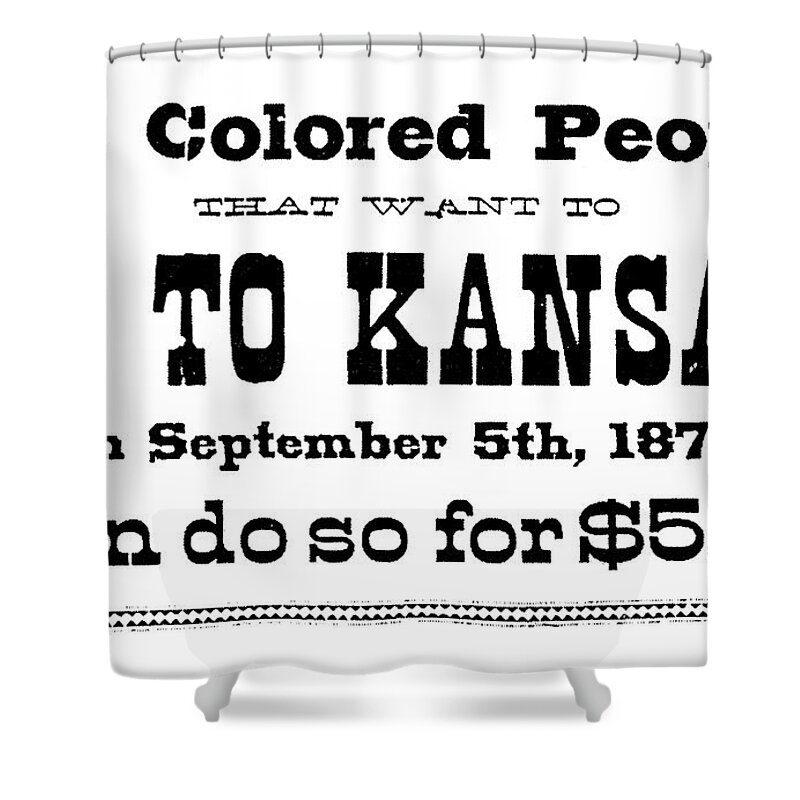 1877 Shower Curtain featuring the painting Black Exodus Handbill, 1877 by Granger