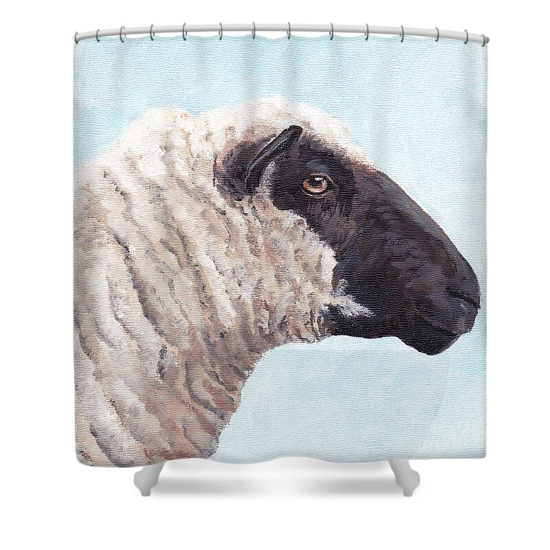Sheep Shower Curtain featuring the painting Black Face Sheep by Charlotte Yealey
