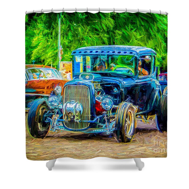 Car Shower Curtain featuring the photograph Black Hot by Perry Webster