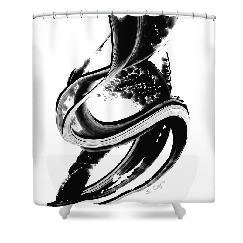 Black And White Shower Curtain featuring the painting Black Magic 313 by Sharon Cummings by Sharon Cummings