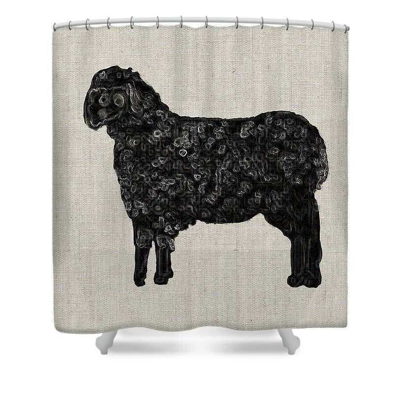 Sheep Shower Curtain featuring the painting Black Sheep by Portraits By NC