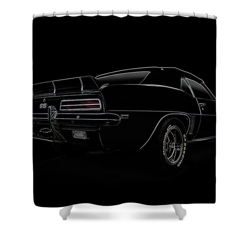 Transportation Shower Curtain featuring the digital art Black SS Line Art by Douglas Pittman