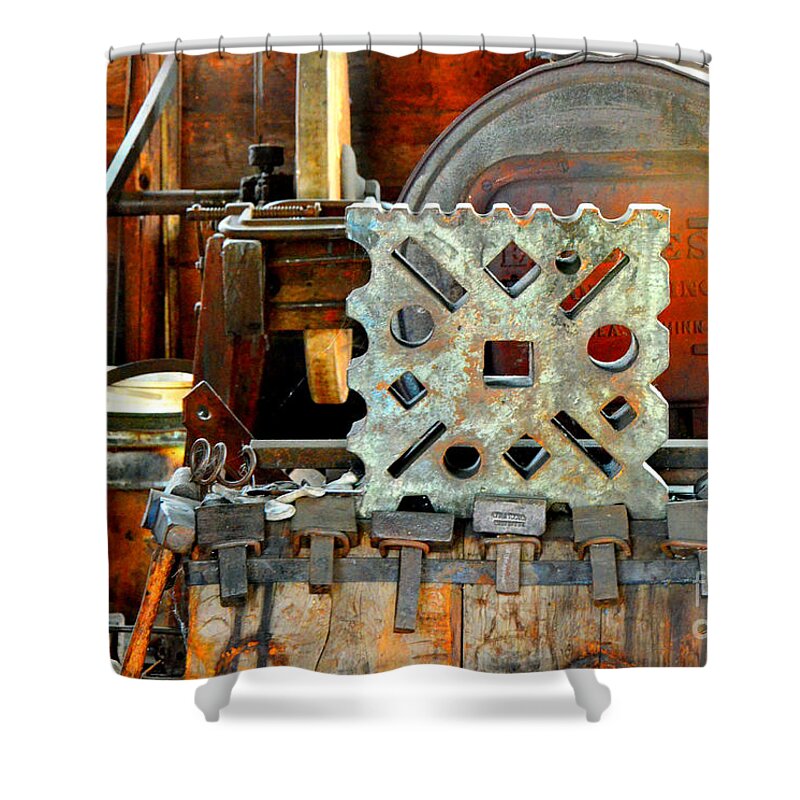 Abstract Shower Curtain featuring the photograph Blacksmith Blues by Lauren Leigh Hunter Fine Art Photography