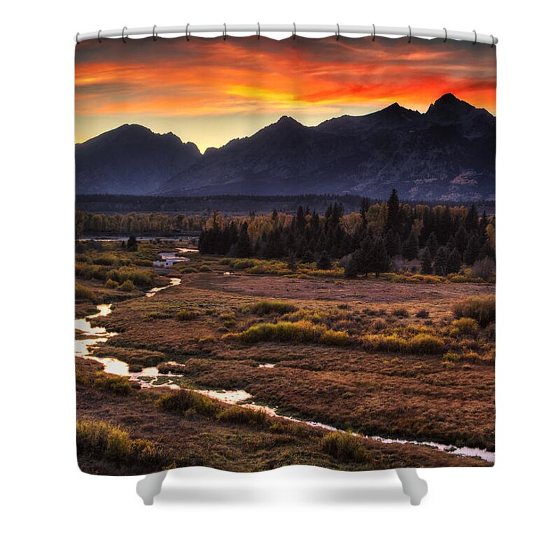 Autumn Shower Curtain featuring the photograph Blacktail Sunset by Mark Kiver