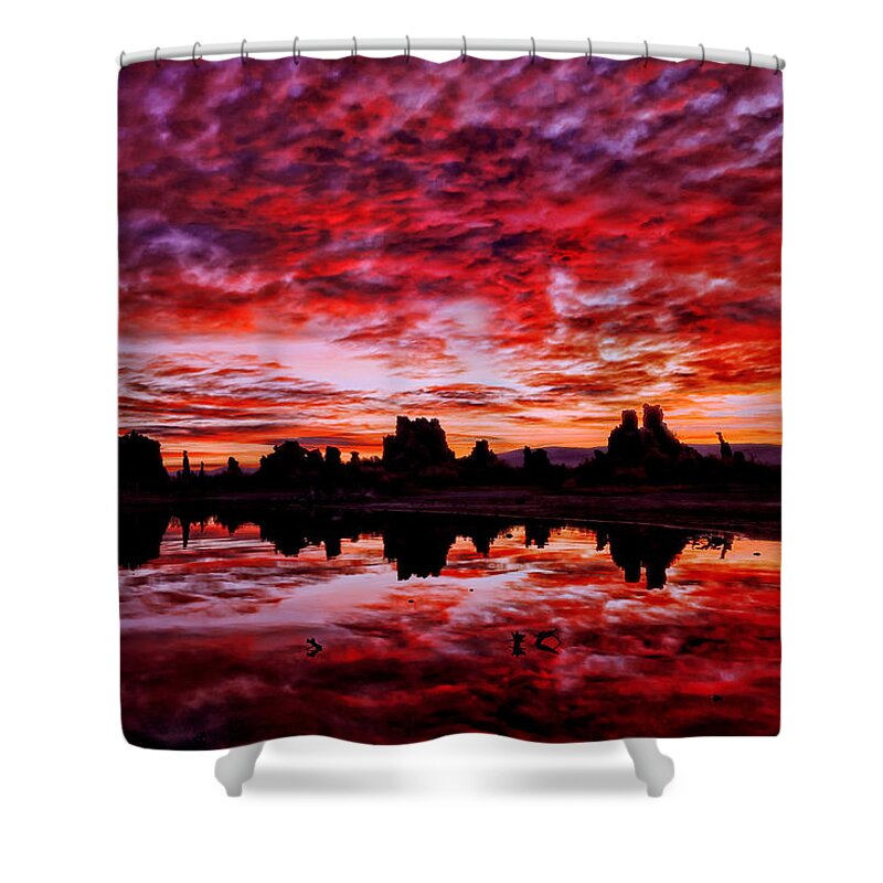 Mono Lake Shower Curtain featuring the photograph Blazing Dawn by Kathleen Bishop