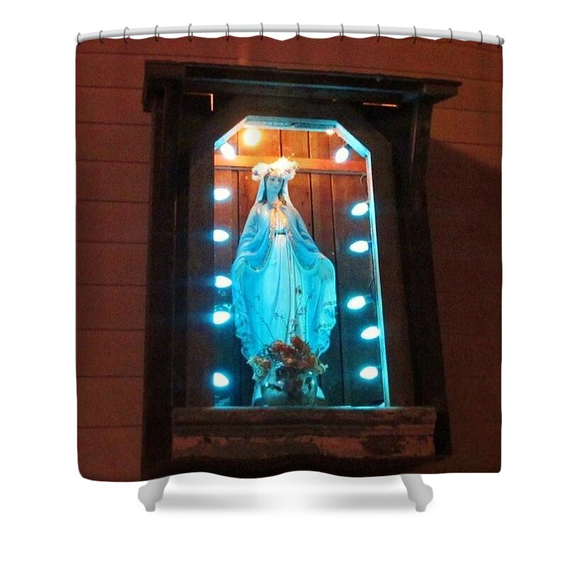 Blessed Mary Shower Curtain featuring the photograph Blessed Mary - New Orleans LA - www.RocknBowl.com by Deborah Lacoste