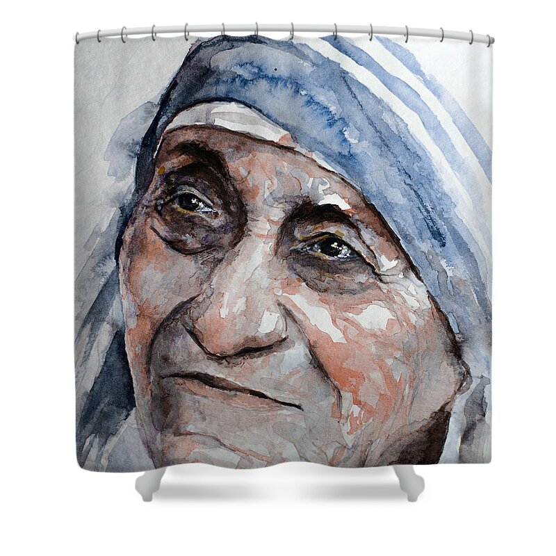 Mother Theresa Shower Curtain featuring the painting Blessed Teresa by Laur Iduc