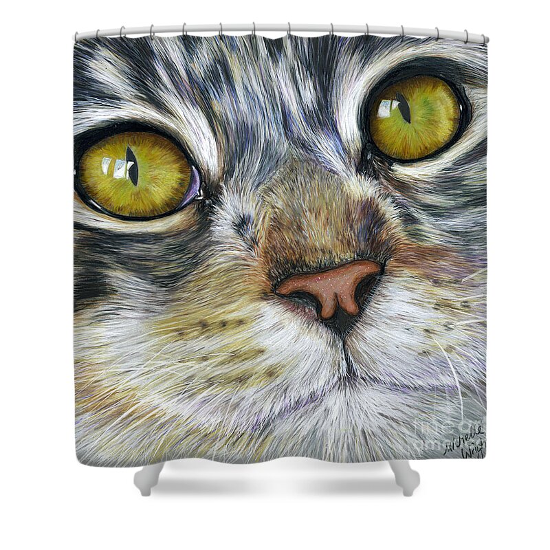 Cats Shower Curtain featuring the painting Stunning Cat Painting by Michelle Wrighton