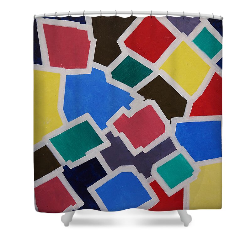 Acrylic Shower Curtain featuring the painting Outside the Box by Sergey Bezhinets