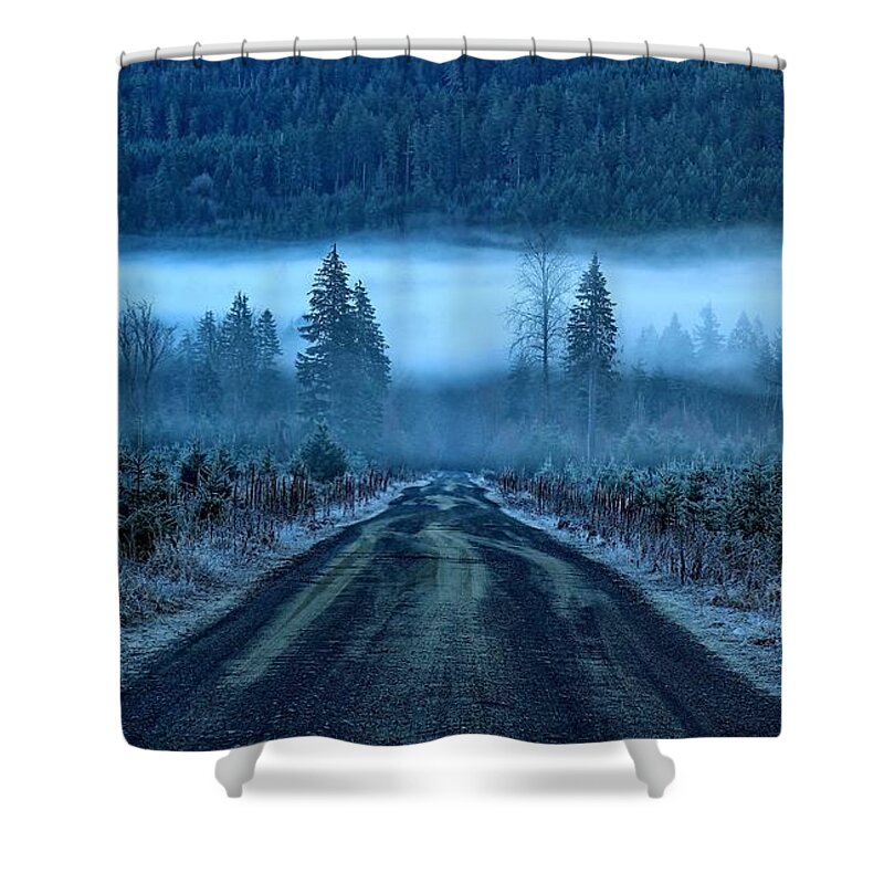 Blue Shower Curtain featuring the photograph Blue and foggy and moody by Lynn Hopwood