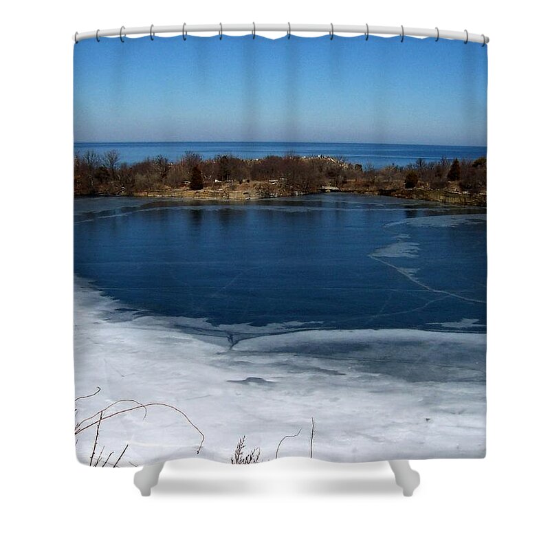 Rock Quarry Rockport Shower Curtain featuring the photograph Blue And White by Catherine Gagne