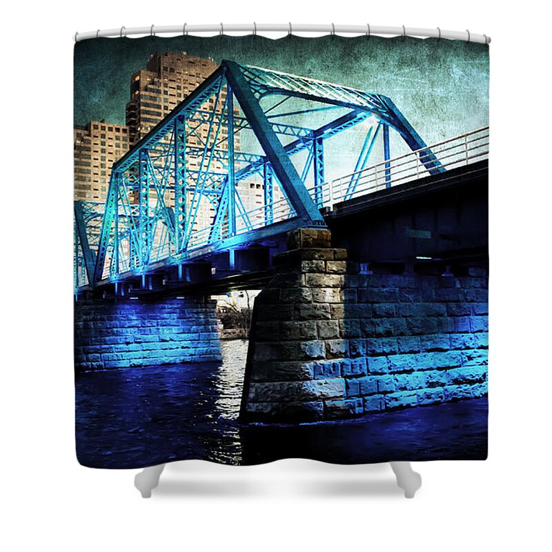 Evie Shower Curtain featuring the photograph Blue Bridge by Evie Carrier