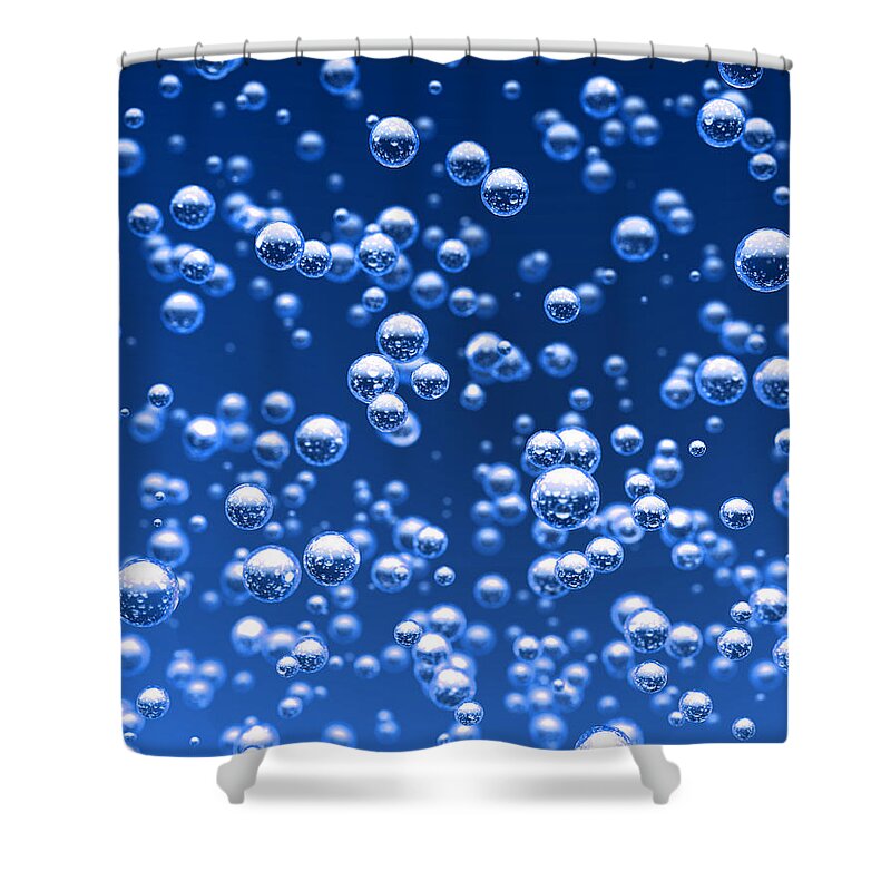 Bubble Shower Curtain featuring the digital art Blue bubbles by Bruno Haver