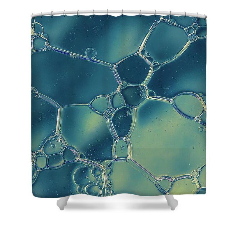 Impact Shower Curtain featuring the photograph Blue Bubbles by Photography By Lana Galina