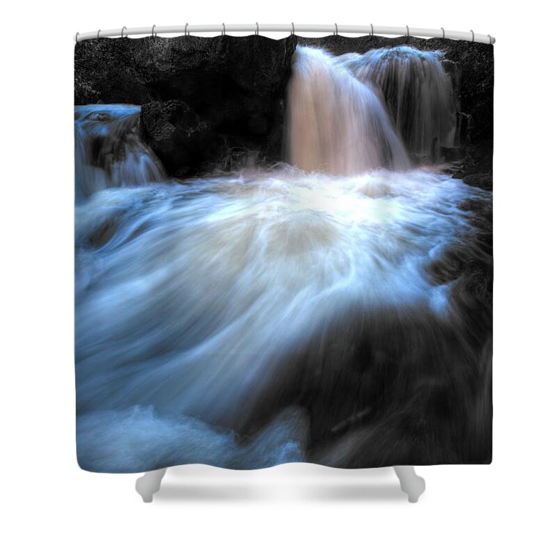 Causey Creek Shower Curtain featuring the photograph Blue Fringe Falls by David Andersen