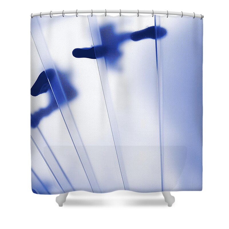 Steps Shower Curtain featuring the photograph Blue Glass Staircase by Blurra