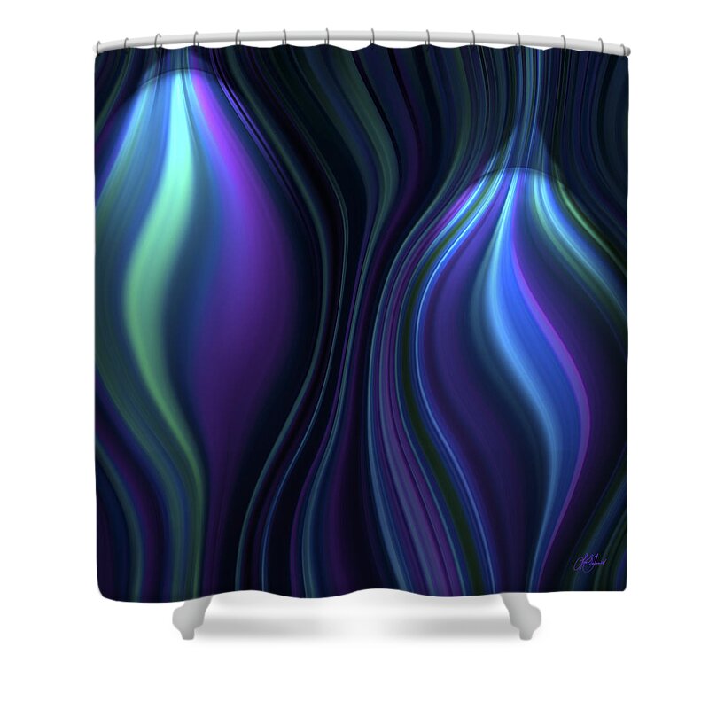 Purple. Blue Shower Curtain featuring the digital art Blue Globes by Lori Grimmett