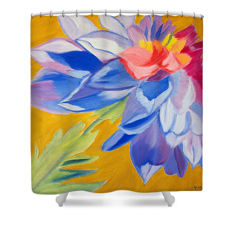 Flower Shower Curtain featuring the painting Petal Drops by Meryl Goudey