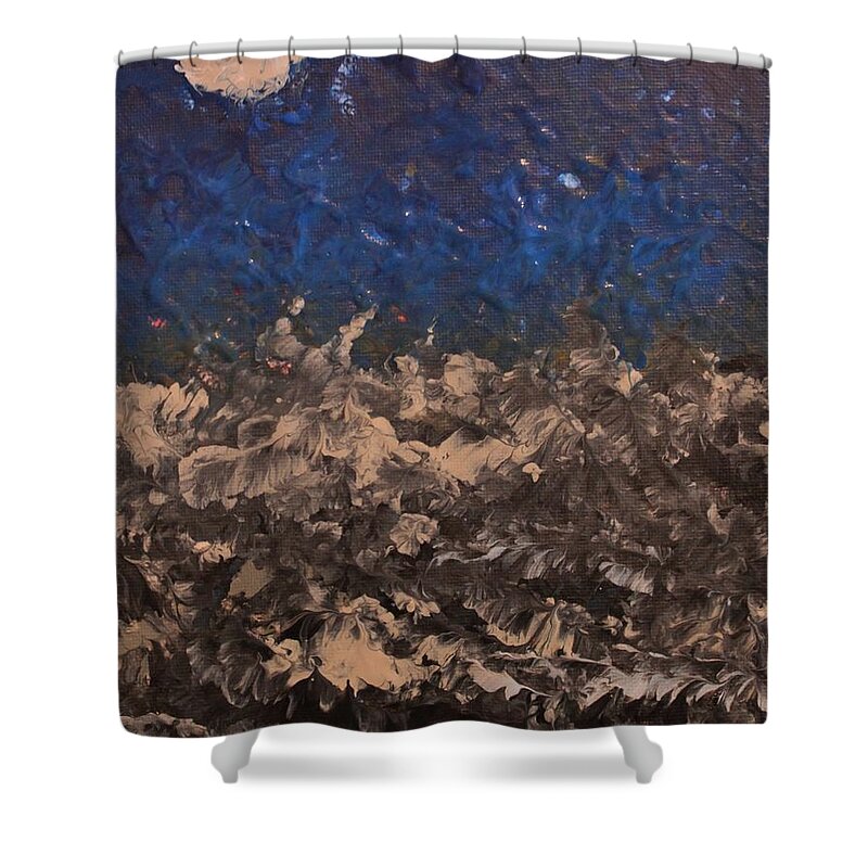 Landscape Shower Curtain featuring the painting Blue Moon by Todd Hoover