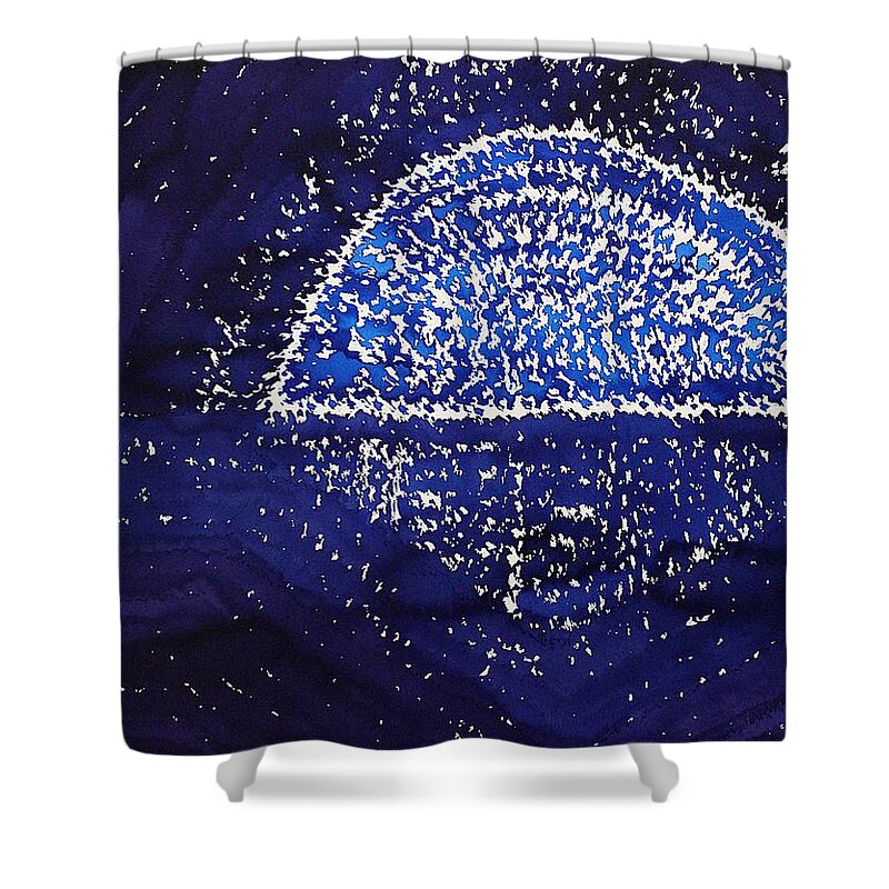 Moon Shower Curtain featuring the painting Blue Moonrise original painting by Sol Luckman
