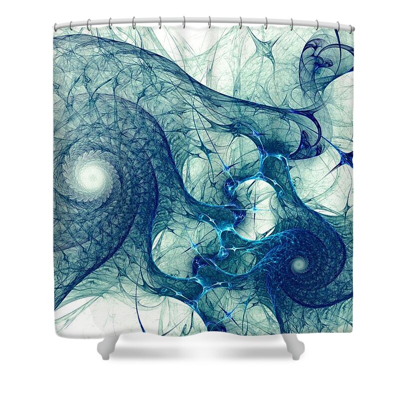 Malakhova Shower Curtain featuring the digital art Blue Octopus by Anastasiya Malakhova