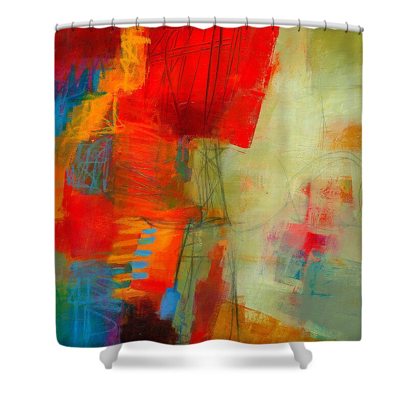 Acrylic Shower Curtain featuring the painting Blue Orange 1 by Jane Davies