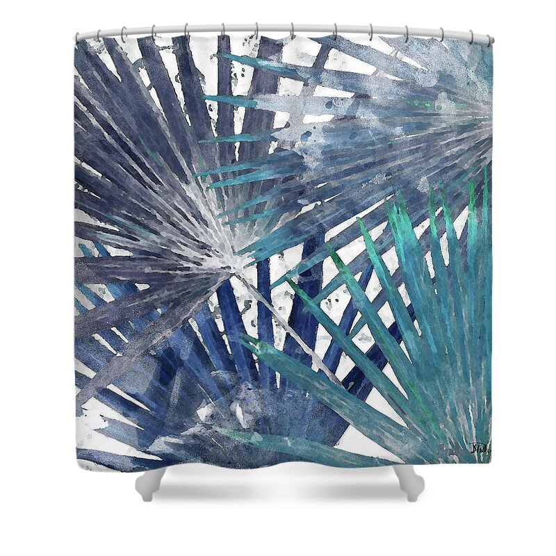 Blue Shower Curtain featuring the mixed media Blue Organic I by Patricia Pinto