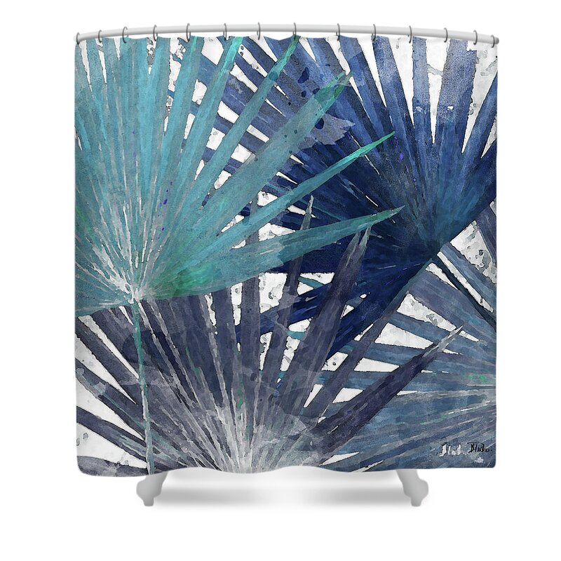 Blue Shower Curtain featuring the mixed media Blue Organic II by Patricia Pinto