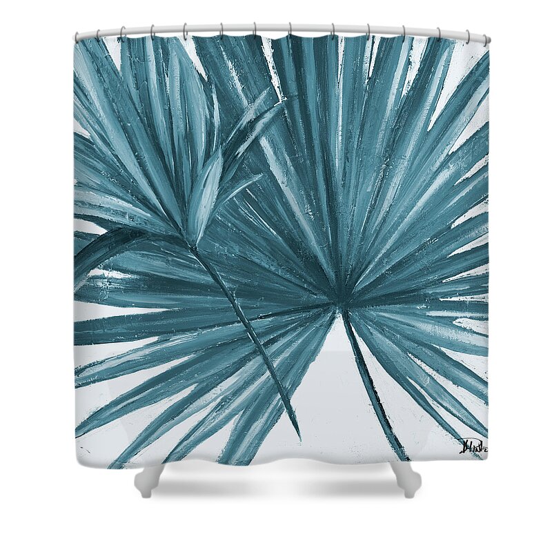 Blue Shower Curtain featuring the painting Blue Palmera I by Patricia Pinto