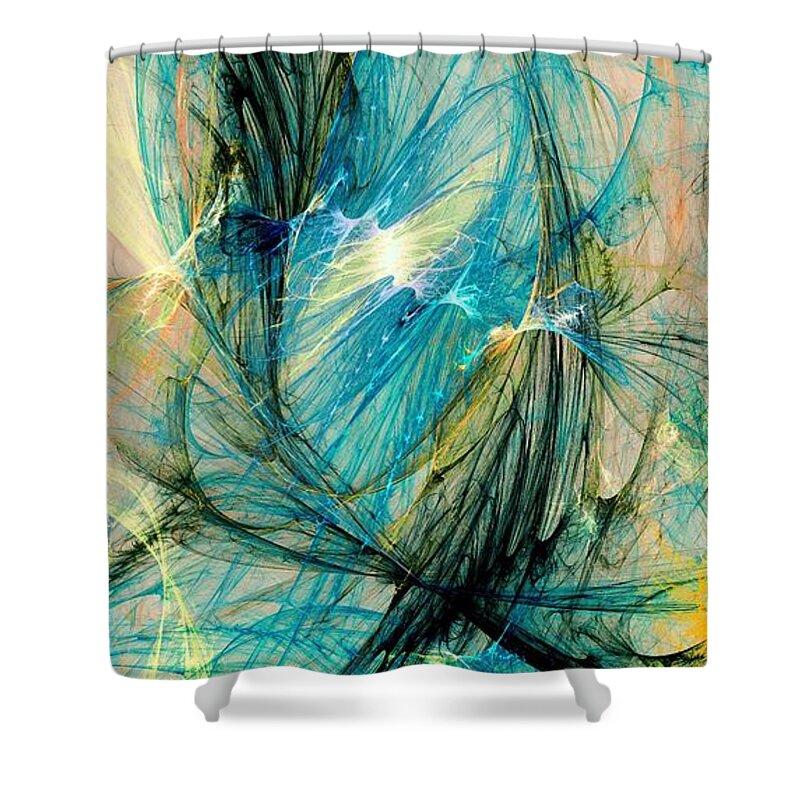Malakhova Shower Curtain featuring the digital art Blue Phoenix by Anastasiya Malakhova