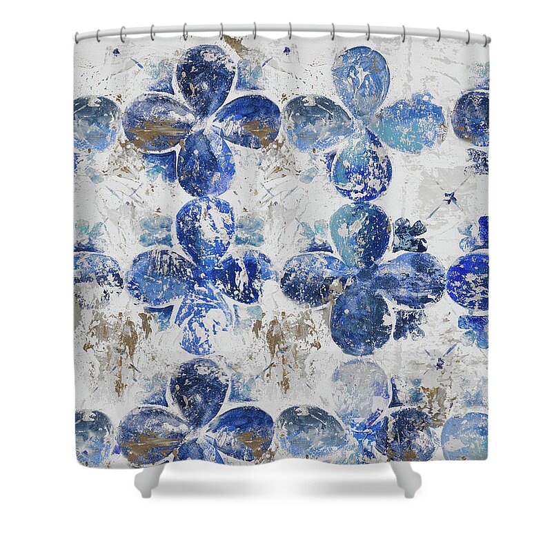 Blue Shower Curtain featuring the painting Blue Quatrefoil Panel by Patricia Pinto
