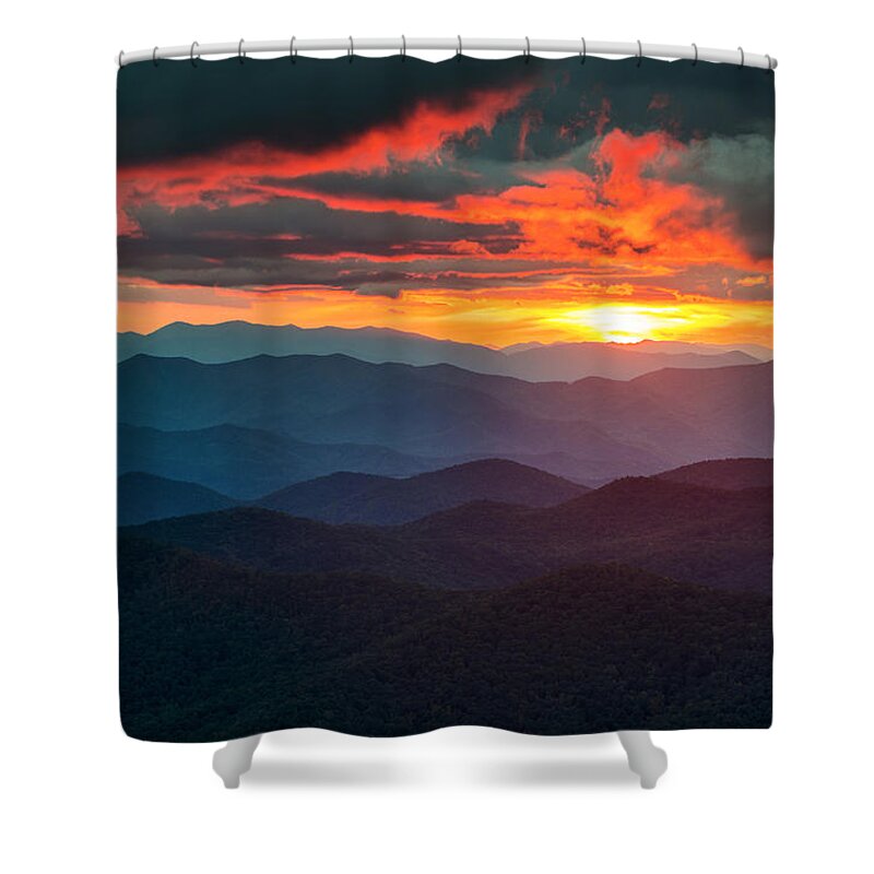 Sunset Shower Curtain featuring the photograph Blue Ridge Mountains Sunset from Southern Blue Ridge Parkway by Dave Allen