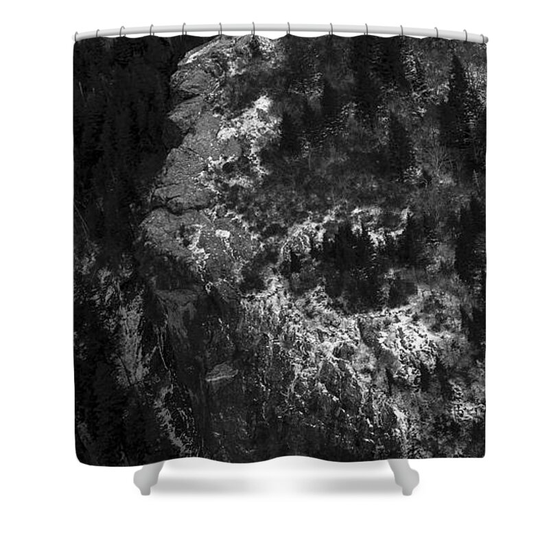 North Carolina Shower Curtain featuring the photograph Blue Ridge Parkway - Devil's Courthouse - Aerial Photo by David Oppenheimer