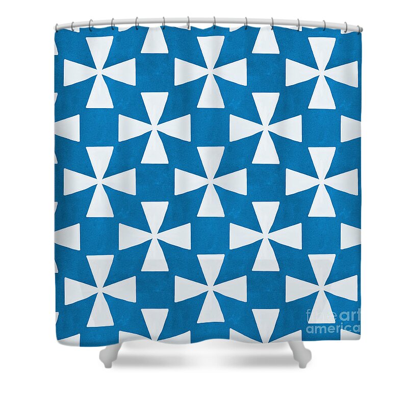 Abstract Shower Curtain featuring the painting Blue Twirl by Linda Woods