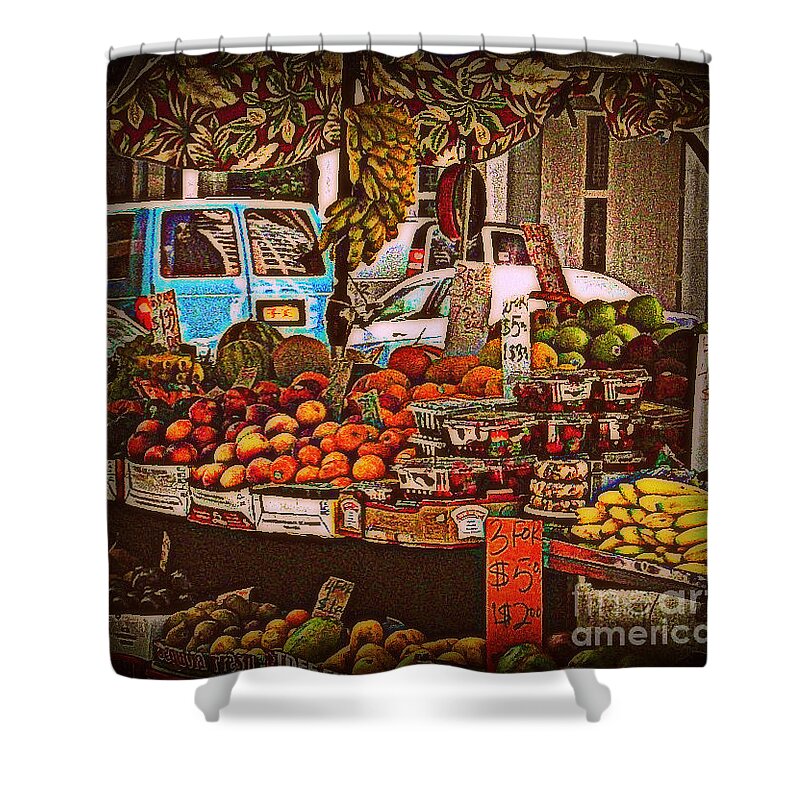 Fruitstand Shower Curtain featuring the photograph Blue Van by Miriam Danar
