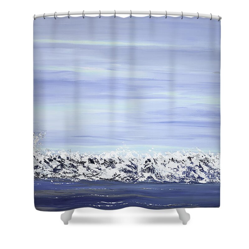 Costal Shower Curtain featuring the painting Blue Wave by Tamara Nelson