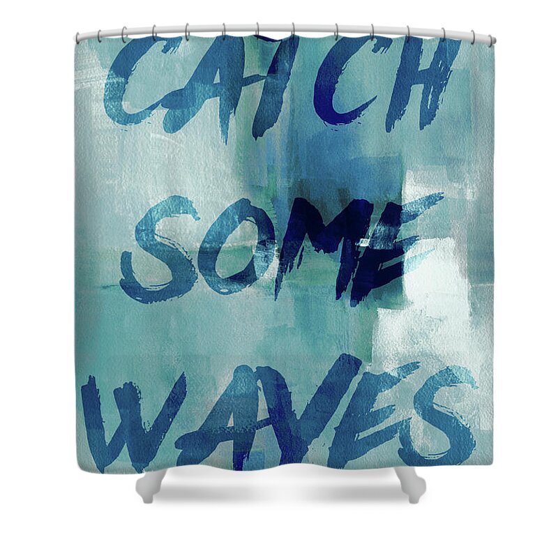 Blue Shower Curtain featuring the painting Blue Waves I by Lanie Loreth